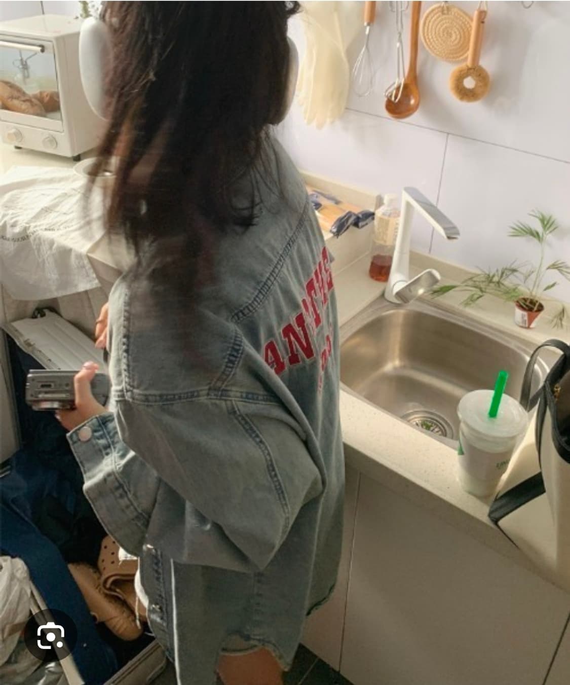 레터링 데님셔츠 상품이미지1