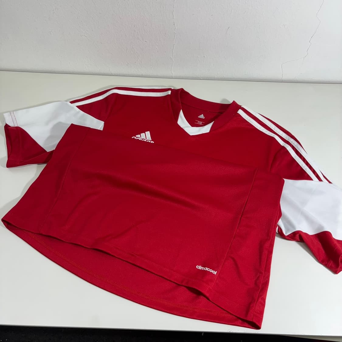 L 아디다스풋볼 빨흰 CLIMACOOL 트레이닝 축구반팔 상품이미지3