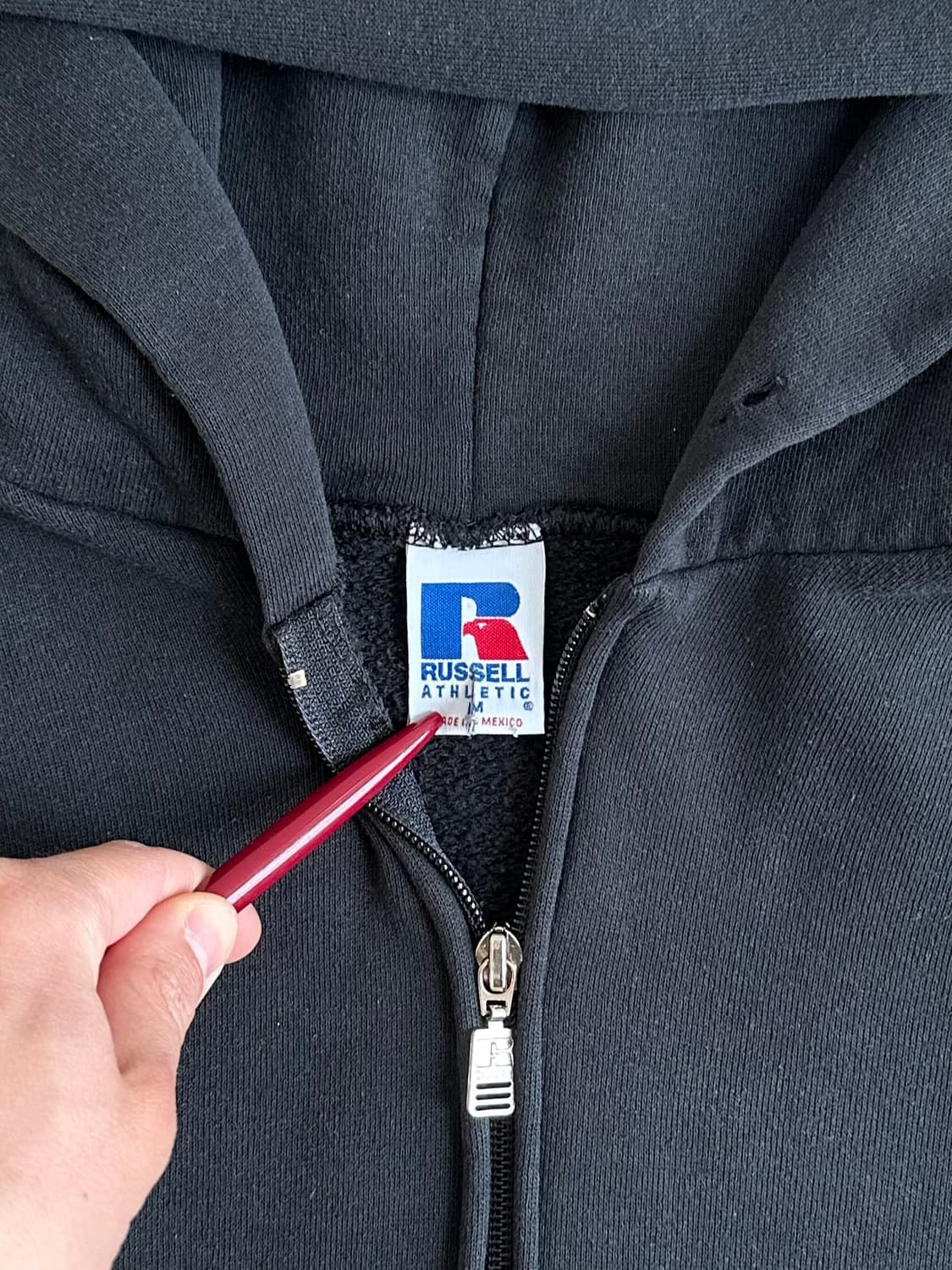 90s 빈티지 러셀 후드집업 블랙 M 상품이미지6