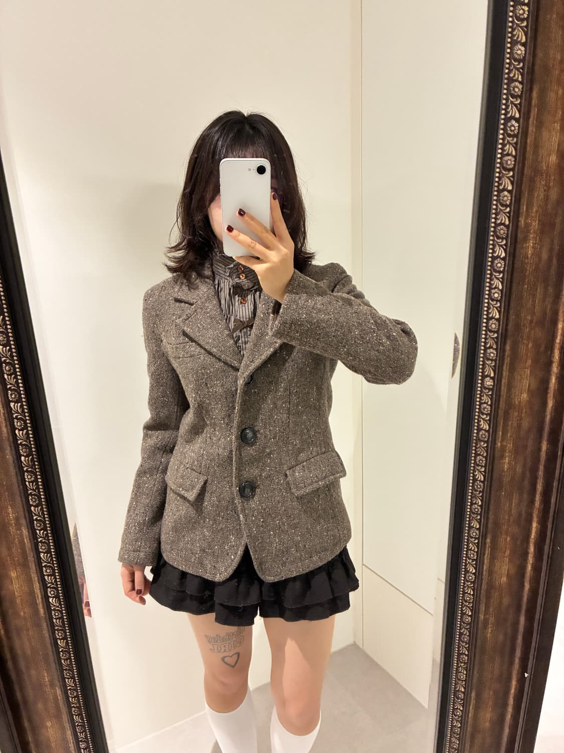 브라운 리본 로걀 셔츠+브라운 캉캉 set 상품이미지1