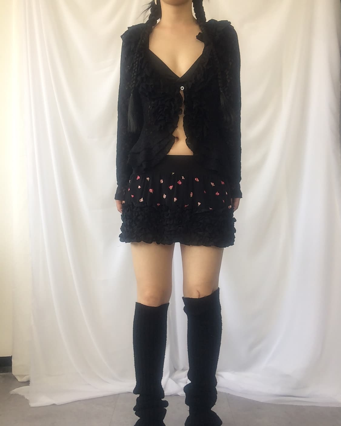 Rose pattern frill mini skirt 상품이미지4