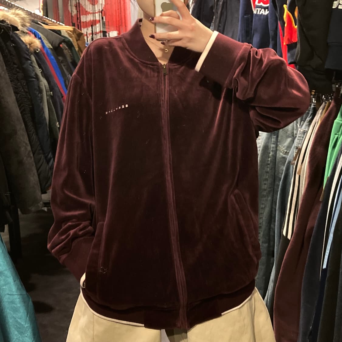 [IM] 션존 버건디 벨벳 블루종 집업 자켓 상품이미지4