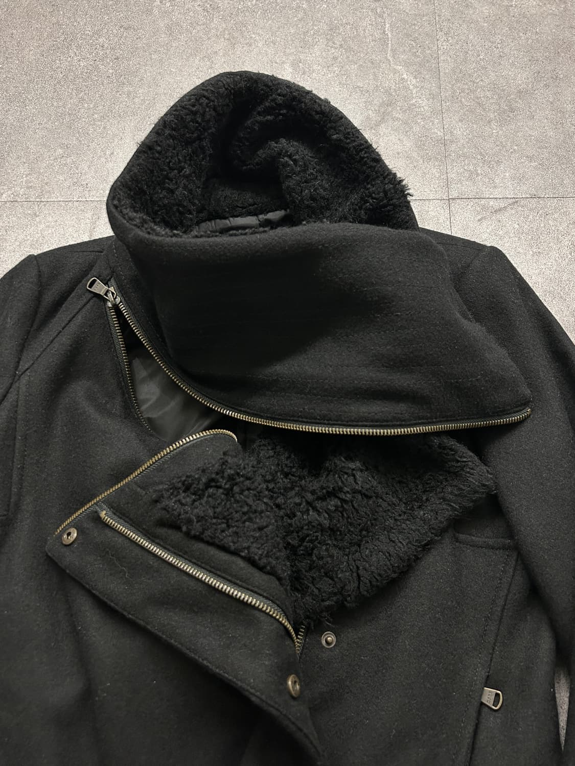 사선 하이넥 울 블렌드 자켓 상품이미지5