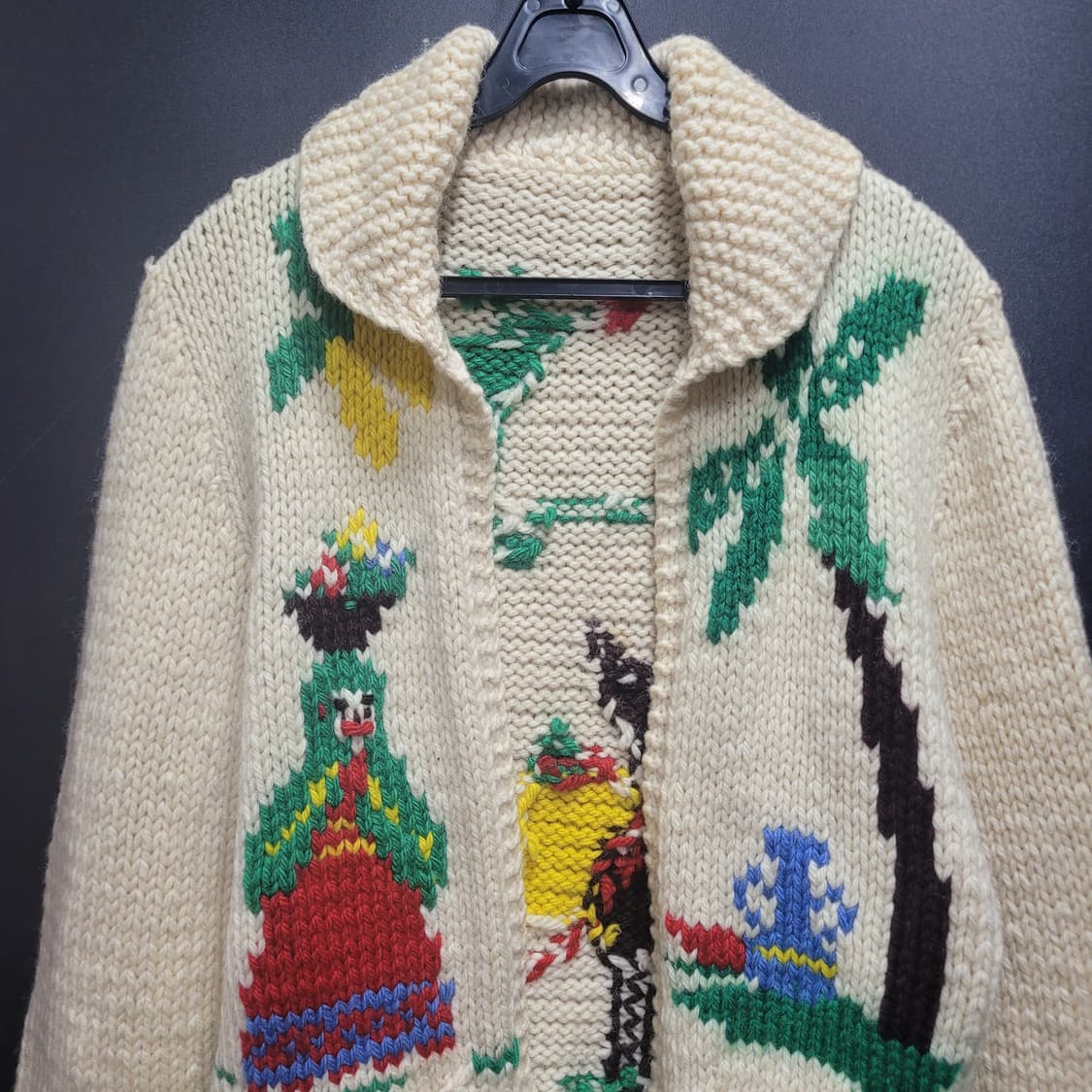 1950s Mexican Novelty Wool Cowichan 가디건 상품이미지2