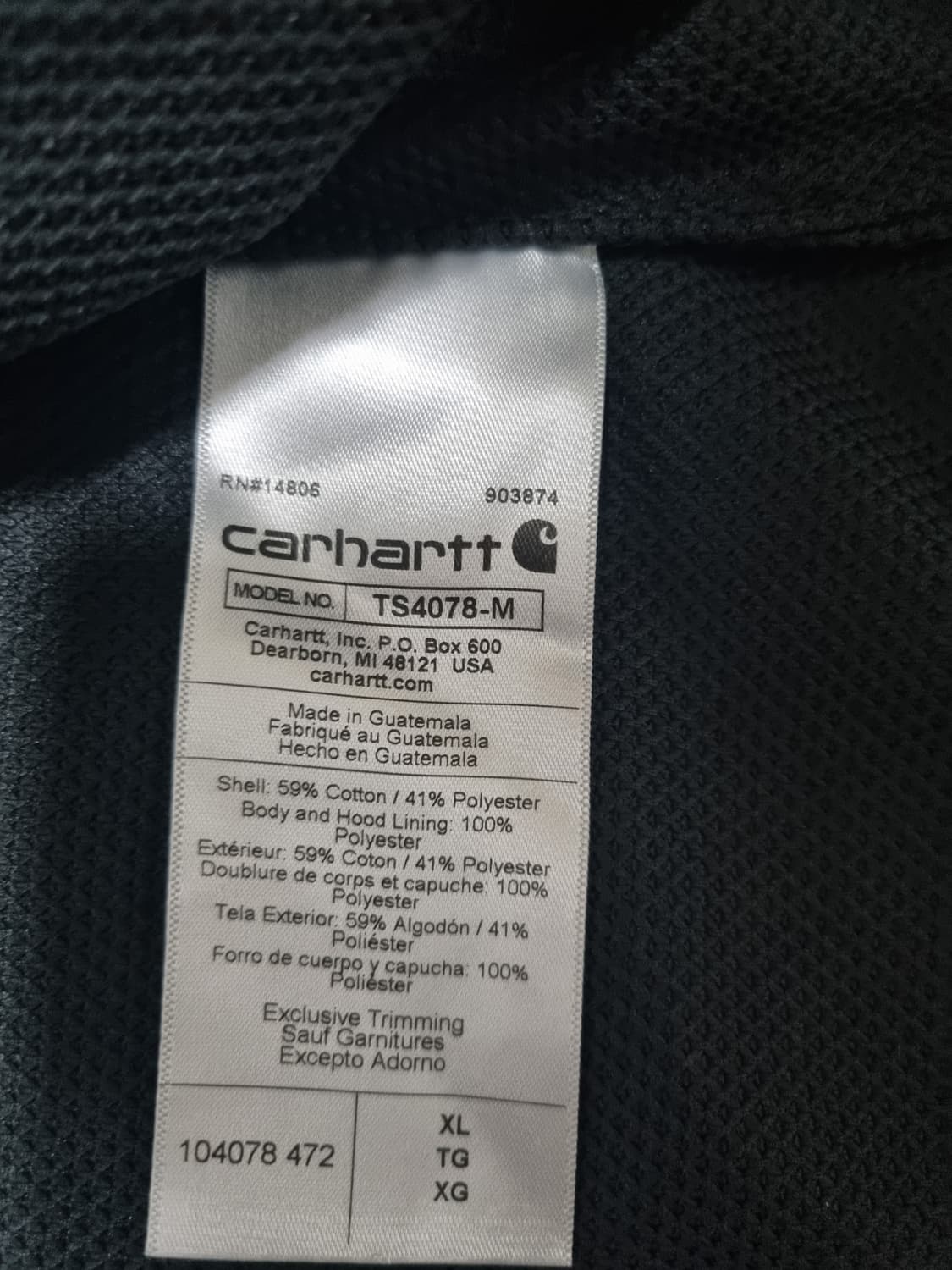 칼하트 써멀안감 후드집업 네이비 XL 상품이미지5