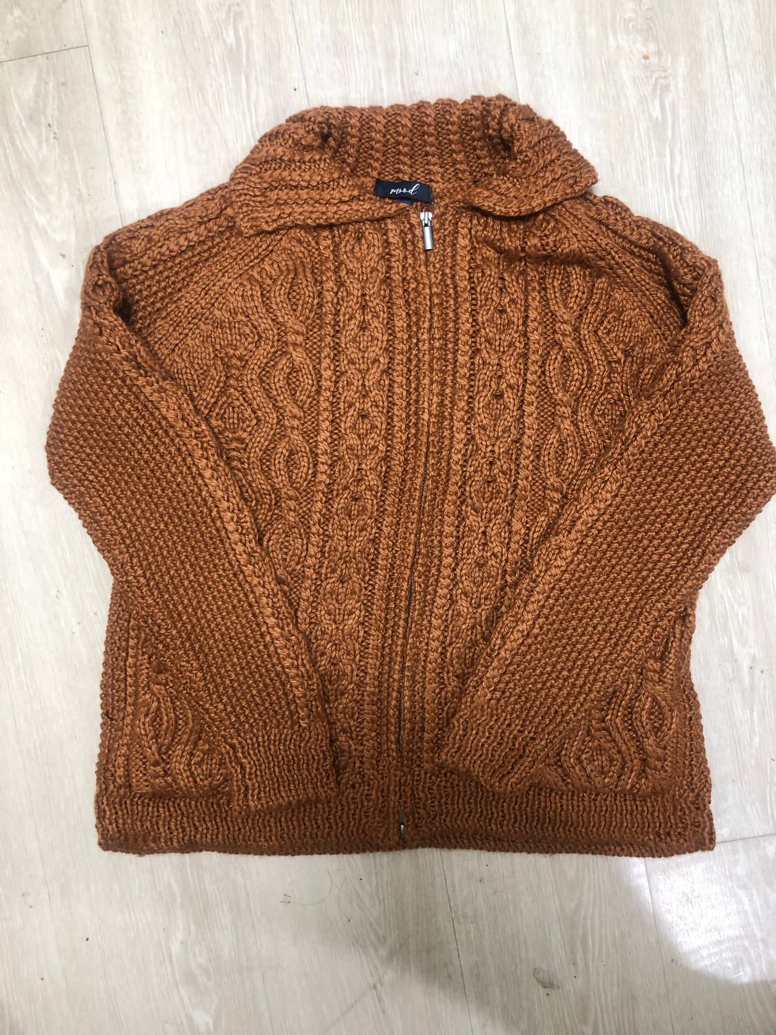 주황색 니트 집업 XL 105 상품이미지2