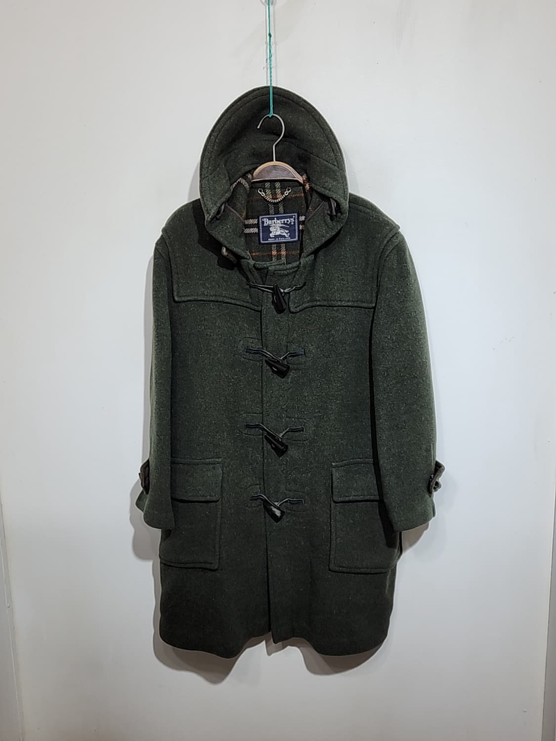 (L) 버버리 떡볶이코트 카키 모직 더플코트 후드코트  상품이미지1