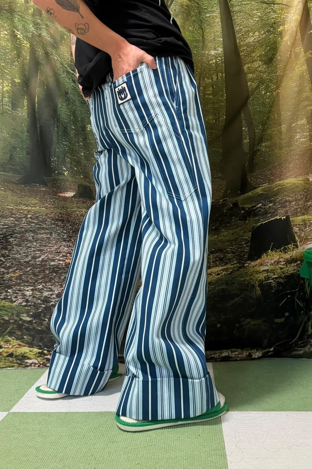 미우미우 20SS 스트라이프 밴딩 와이드 팬츠 상품이미지3