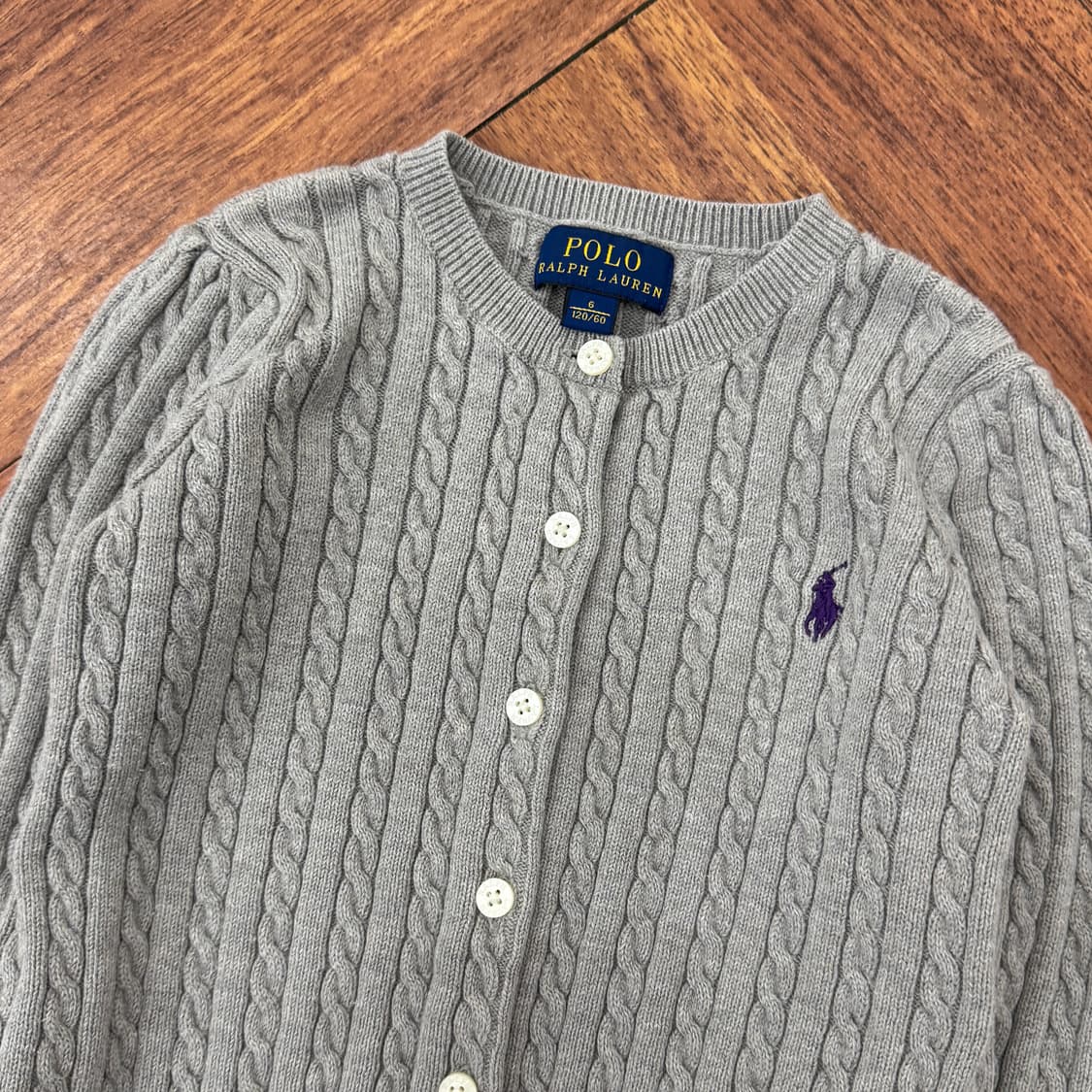 아동용 6(120) 폴로 랄프로렌 아동용 케이블 그레이 니트 가디건  상품이미지4