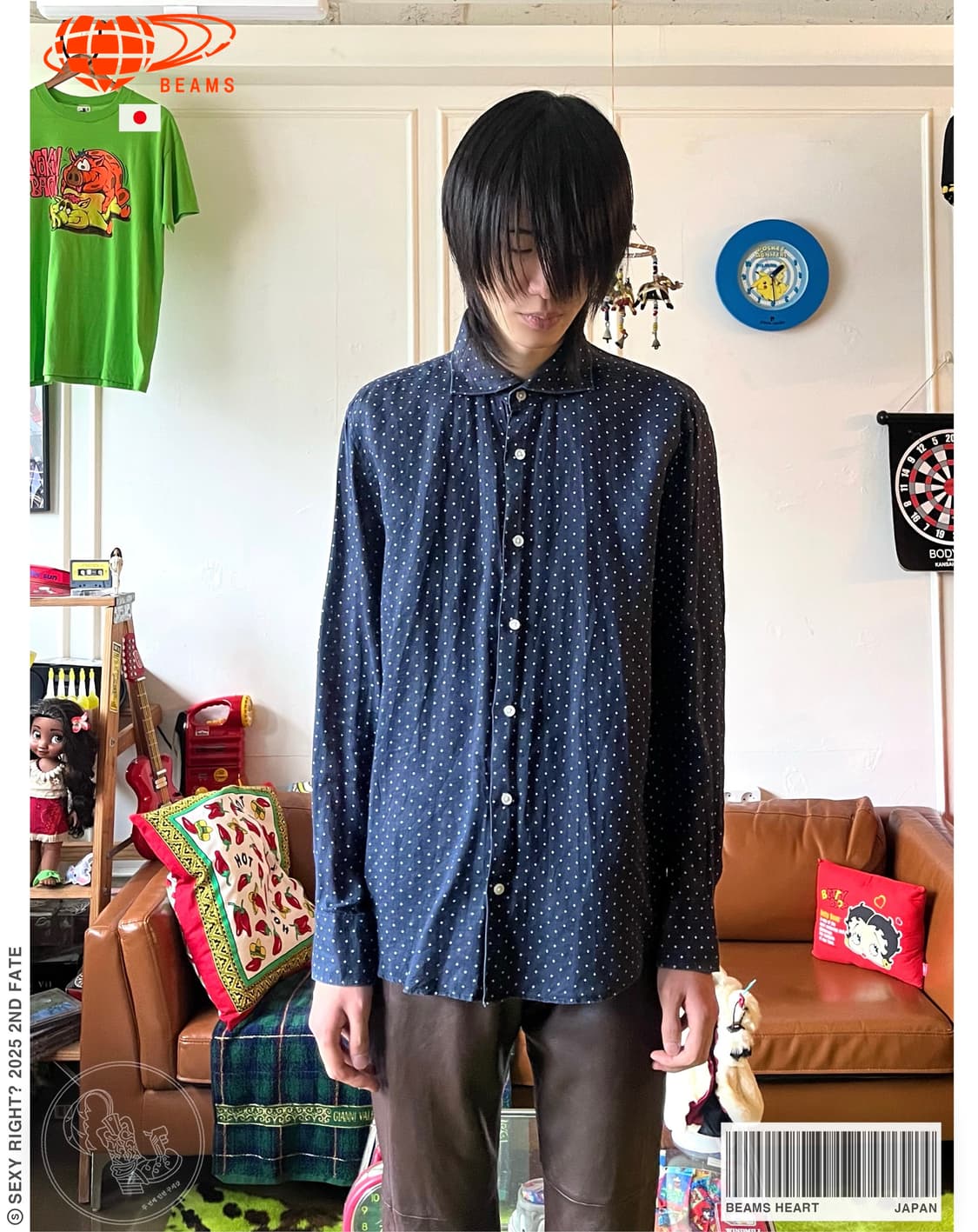 BEAMS Heart Dot Pattern Linen Shirt 상품이미지1