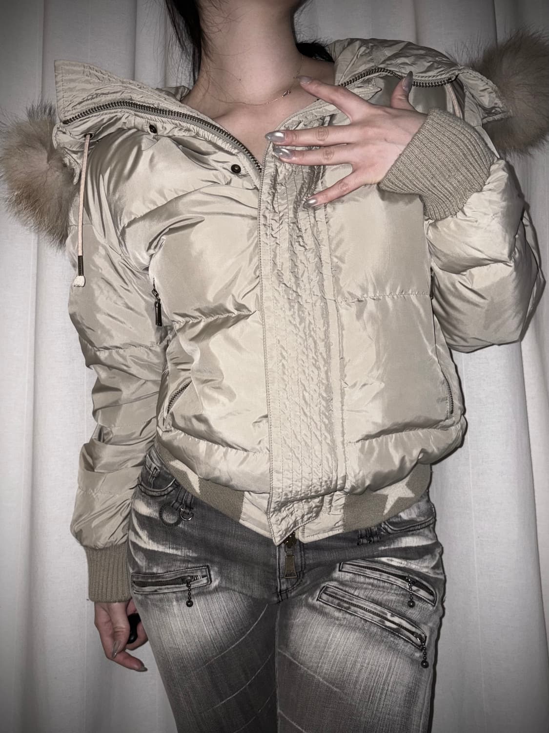 62 Real raccoon fur STAR down jacket 상품이미지5