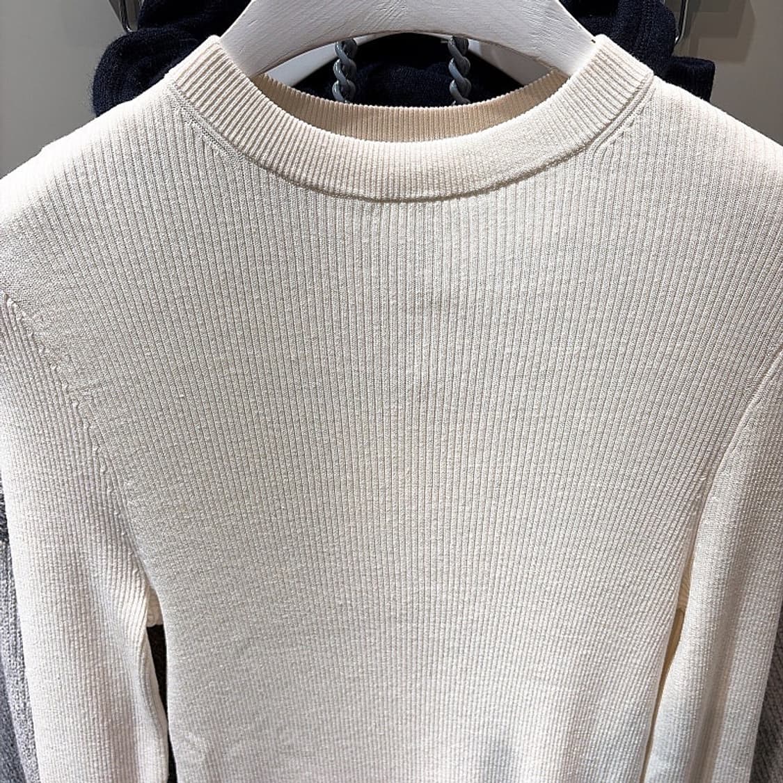 (정품/새상품) ENFOLD 엔폴드 여성 아이보리 코튼 실크 립 니트 상품이미지2