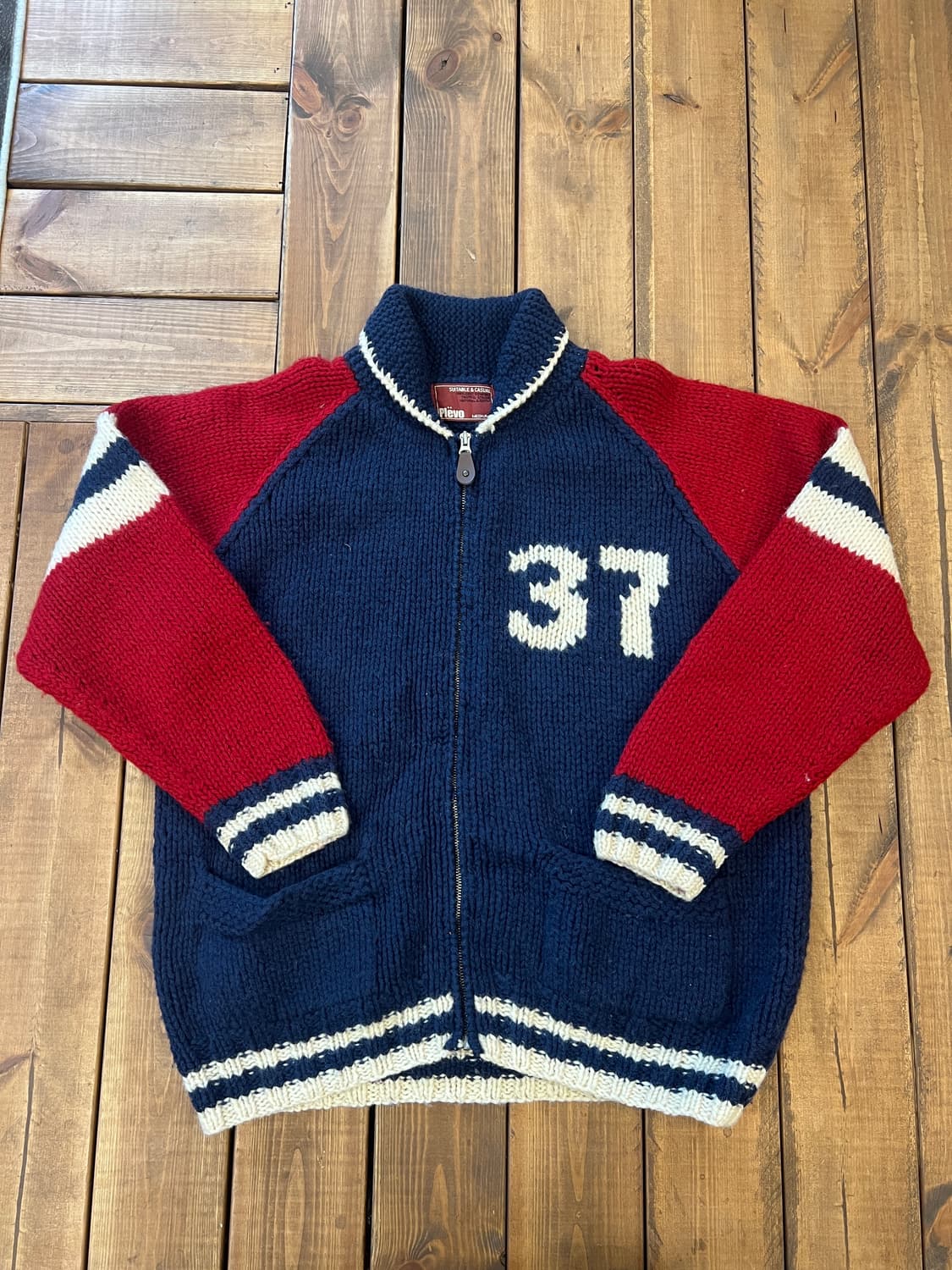 레드 앤 블루 니트 울 집업 상품이미지6