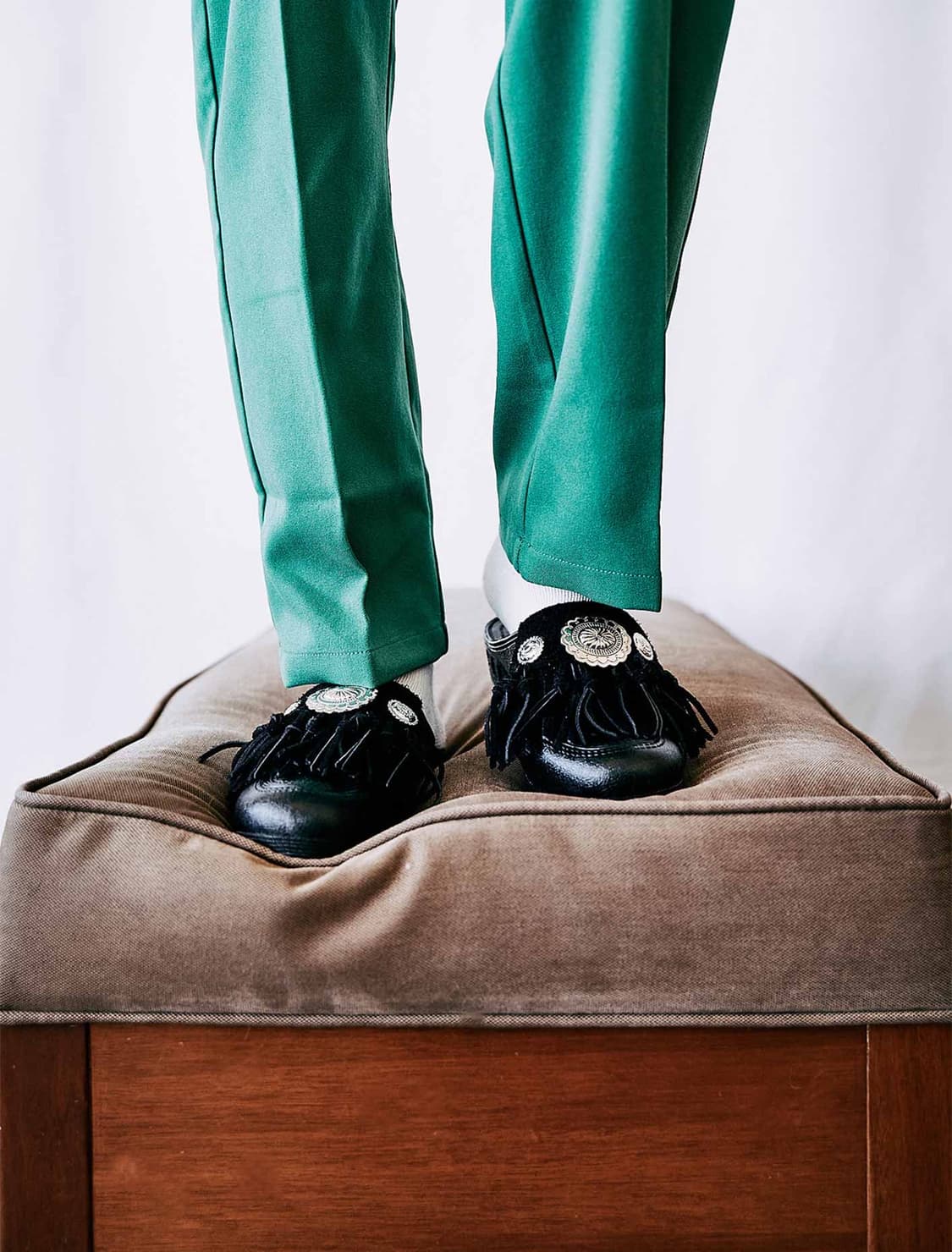 Bench 벤치 벤산 스웨이드 프린지 콘초 뮬 블랙 상품이미지2