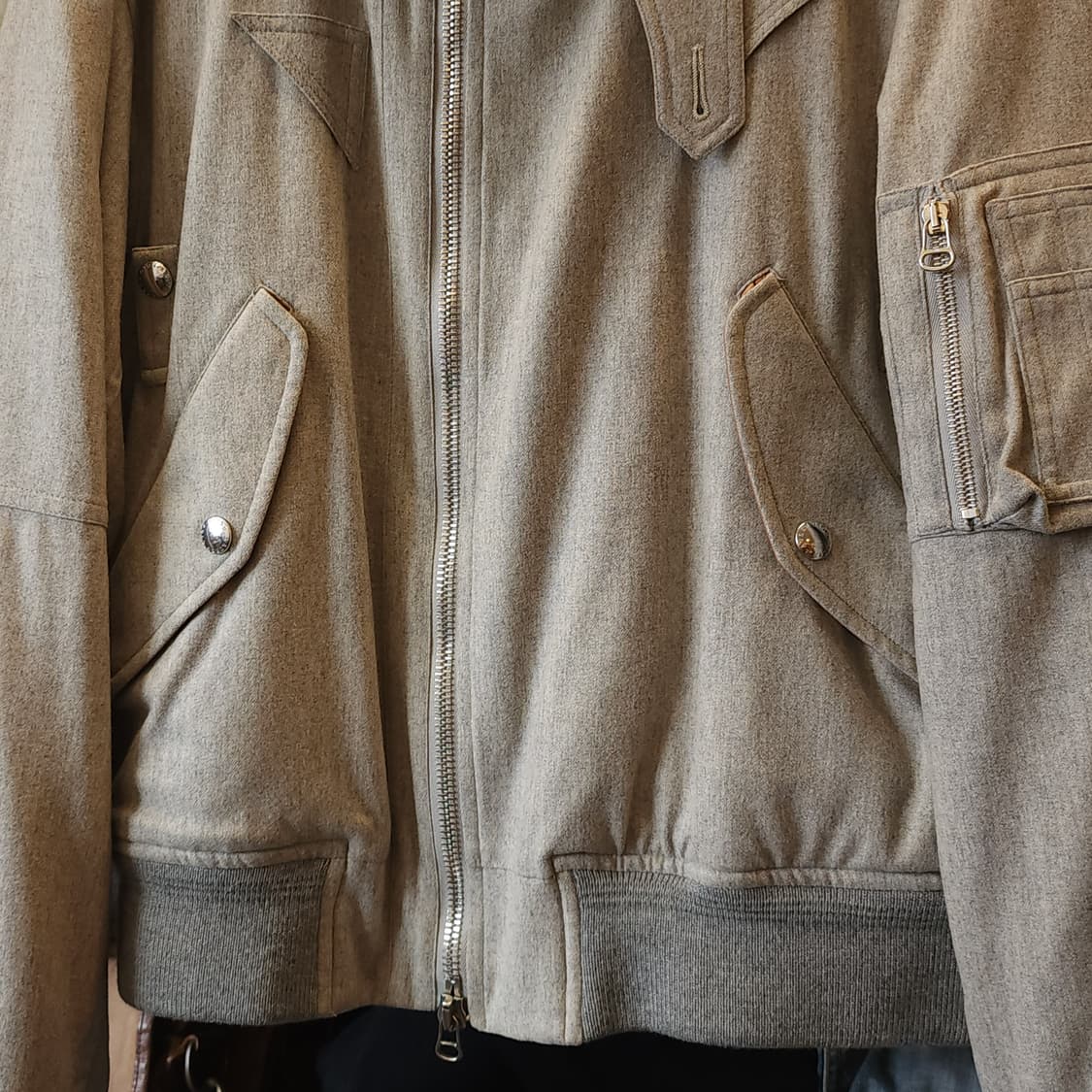 폴로 이태리 바이커 봄버 자켓 밀리터리 블루종 라이트 그레이 xl 상품이미지5