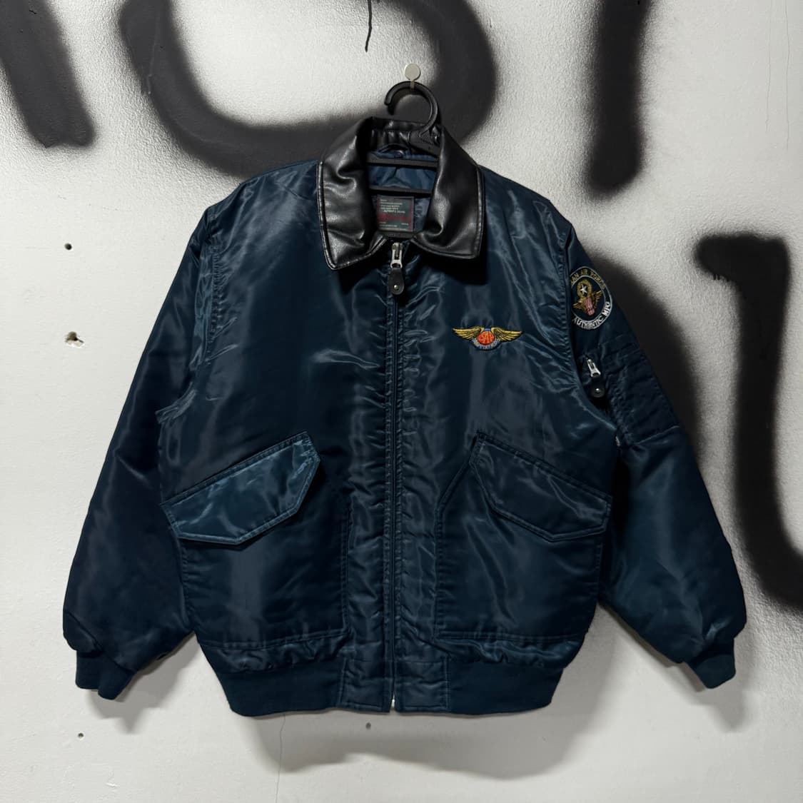 US Air force 레더 카라 멀티 패치 cwu-45p 플라이트 자켓 상품이미지1