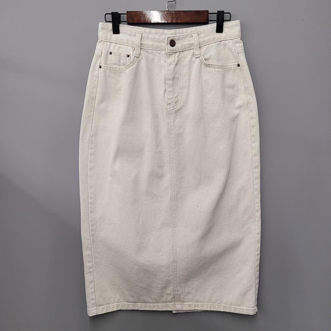 SlowMood 슬로우앤드 데님 롱스커트 화이트 상품이미지1