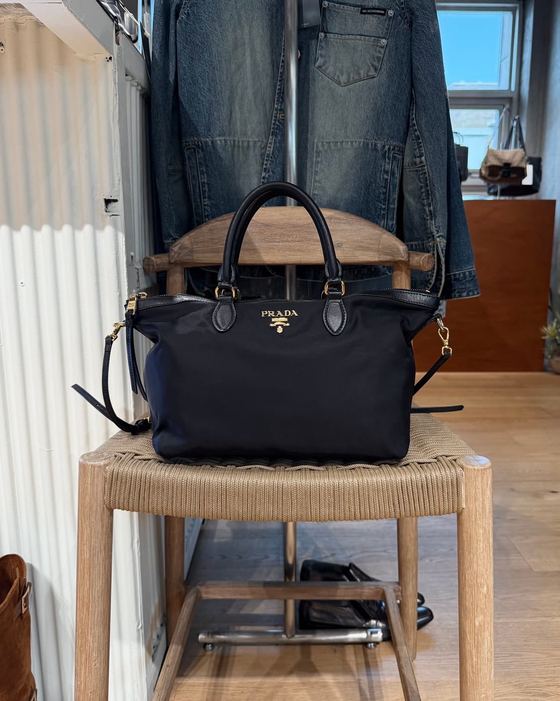 프라다 블랙 테수토 포코노 나일론 2WAY 토트백 상품이미지1