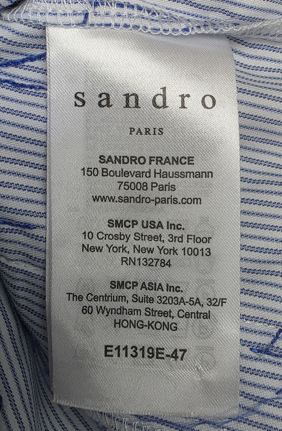 산드로 여성 반팔블라우스 44~슬림55 스트라이프 러플블라우스 WM47 상품이미지4