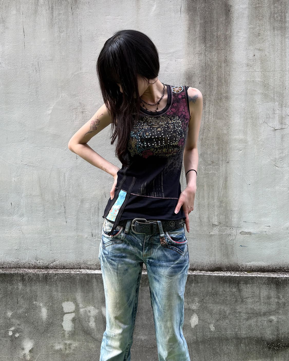 Skinny Minnie grunge sleeveless 상품이미지1