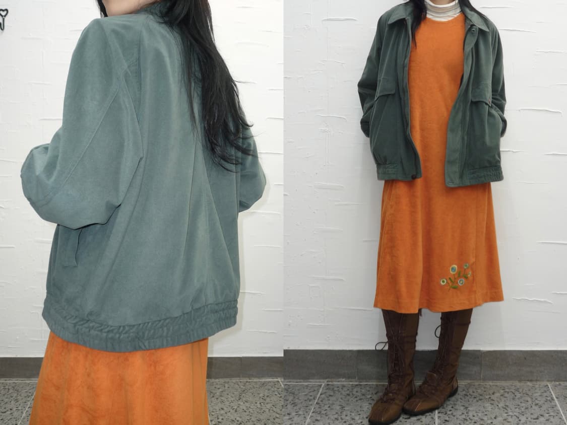 muted teal suede jacket 상품이미지2