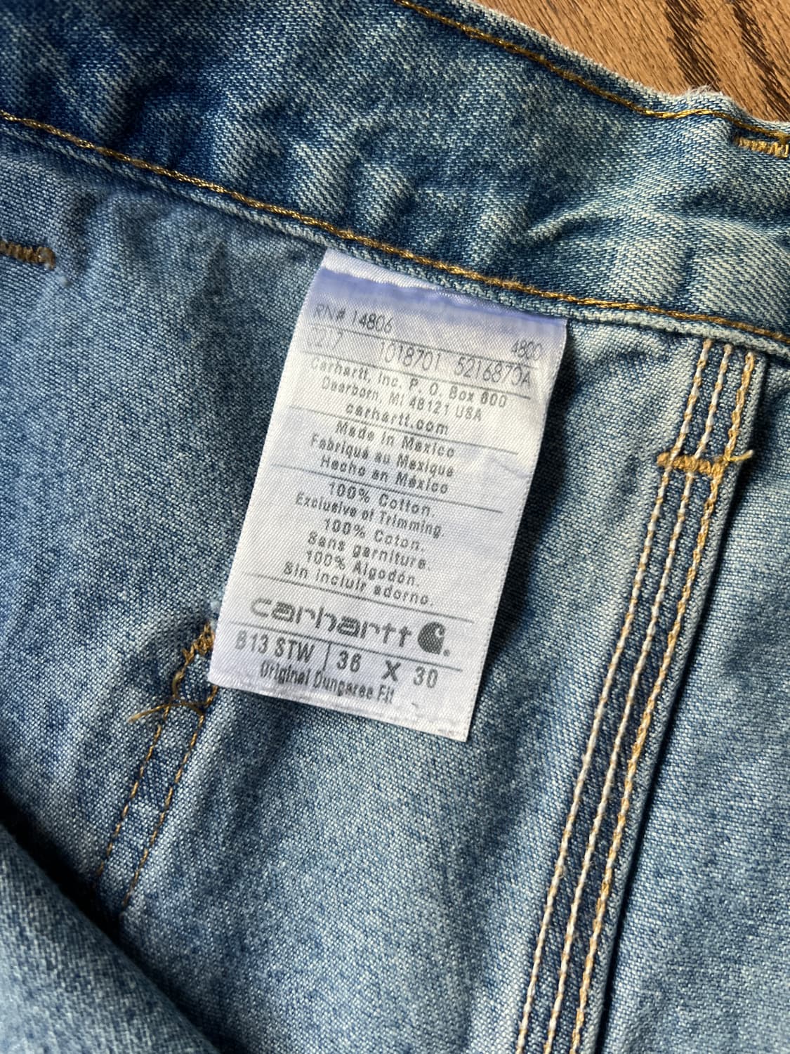 [36]칼하트 USA 덩가리핏 싱글니 카펜터 워크 데님 팬츠 상품이미지4