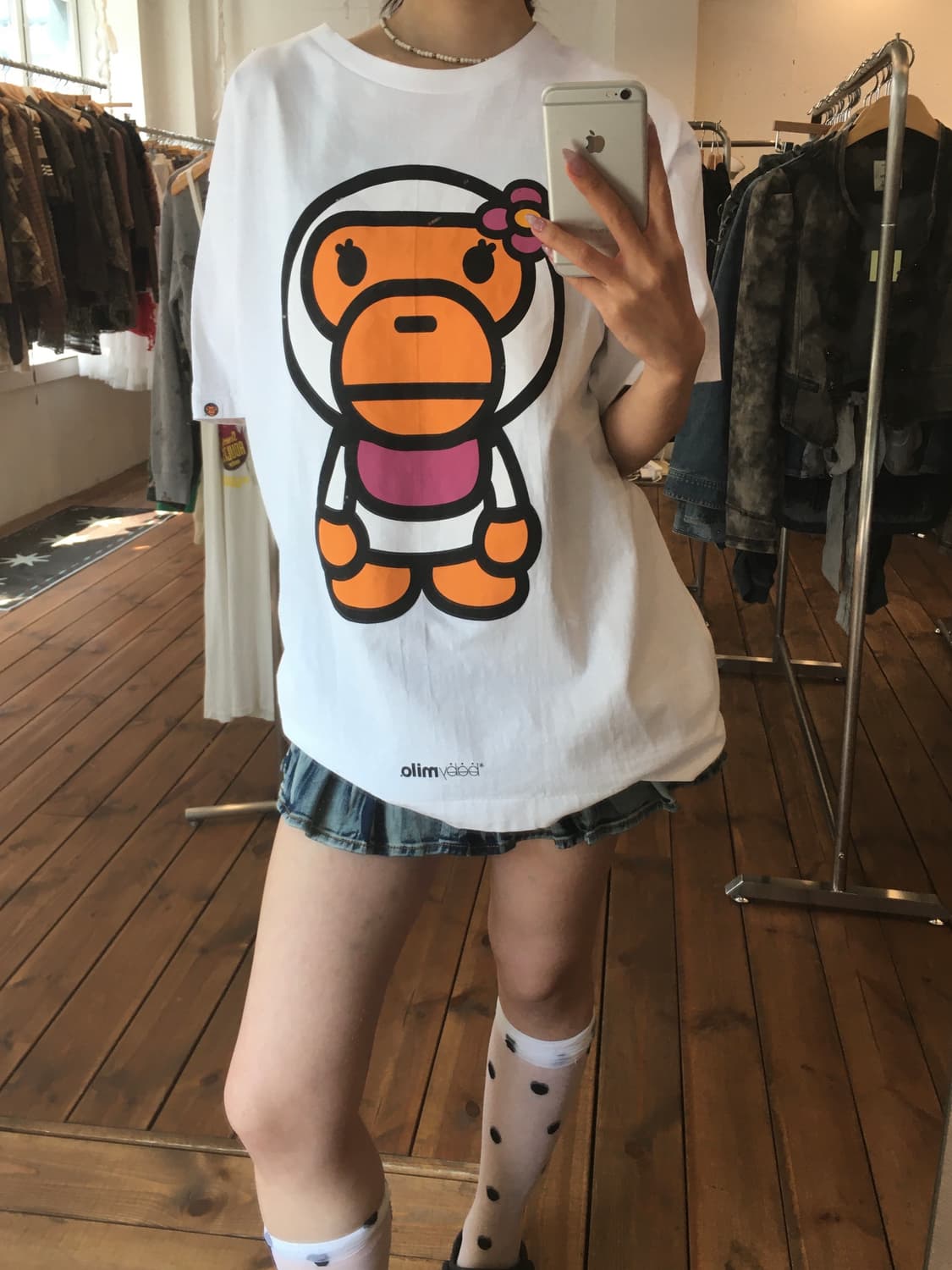 베이프 화이트 베이비리사 티셔츠 상품이미지5