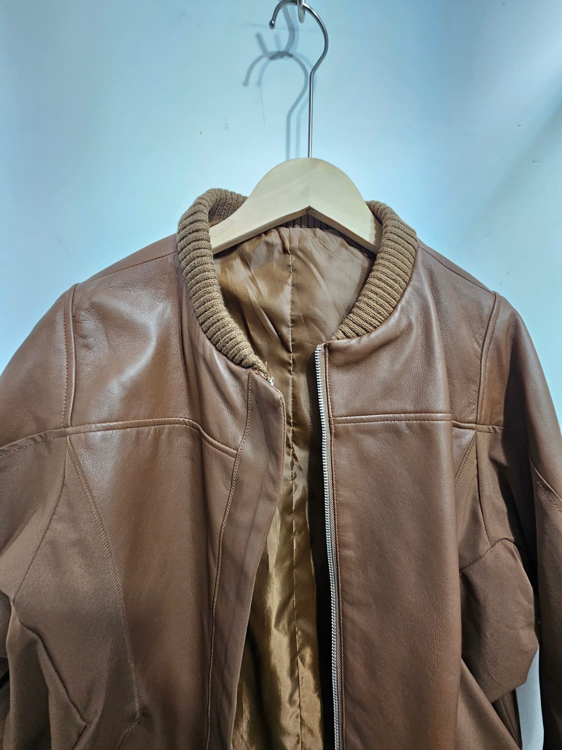 브라운 양가죽 봄버 자켓 상품이미지2