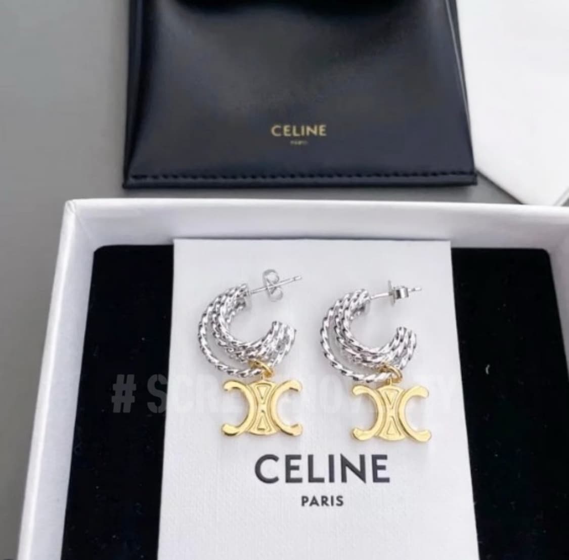 셀린느 트리옹페 트위드 이어링 상품이미지1