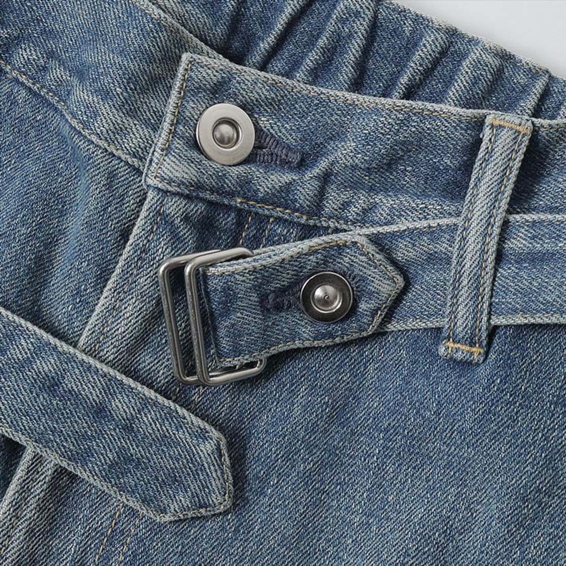 Yoko Sakamoto 요코 사카모토- 벨티드 트라우저 페이드 인디고 상품이미지4