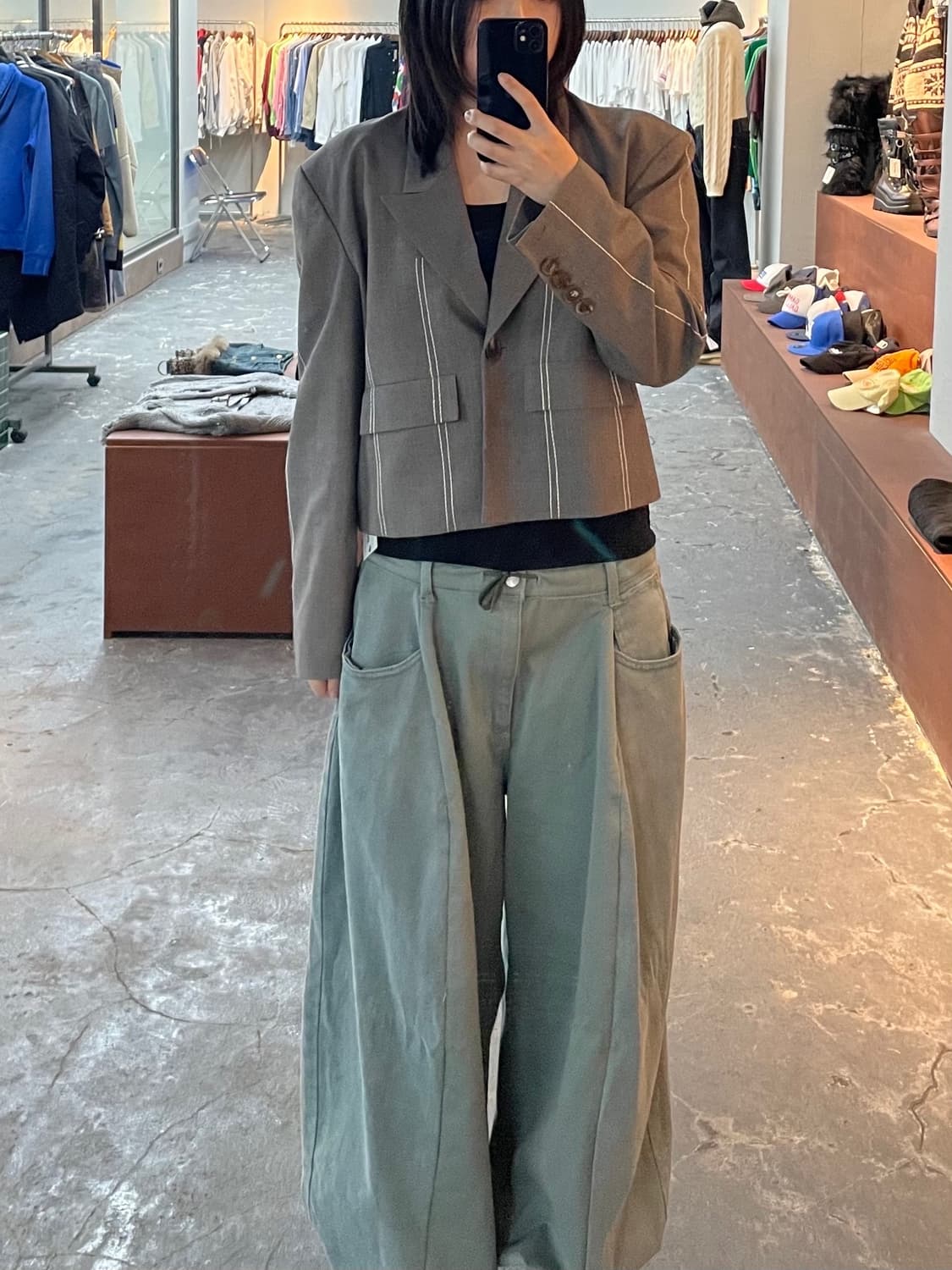 마뗑킴 스티치 크롭 자켓 H846 상품이미지1