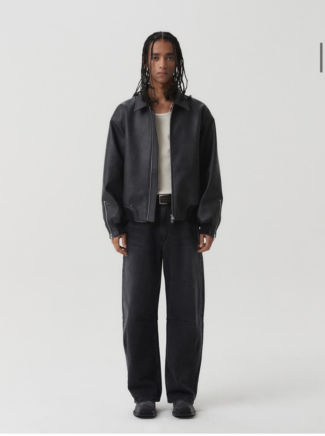 파브레가 빅터 커브드 데님 팬츠 (블랙) 상품이미지1