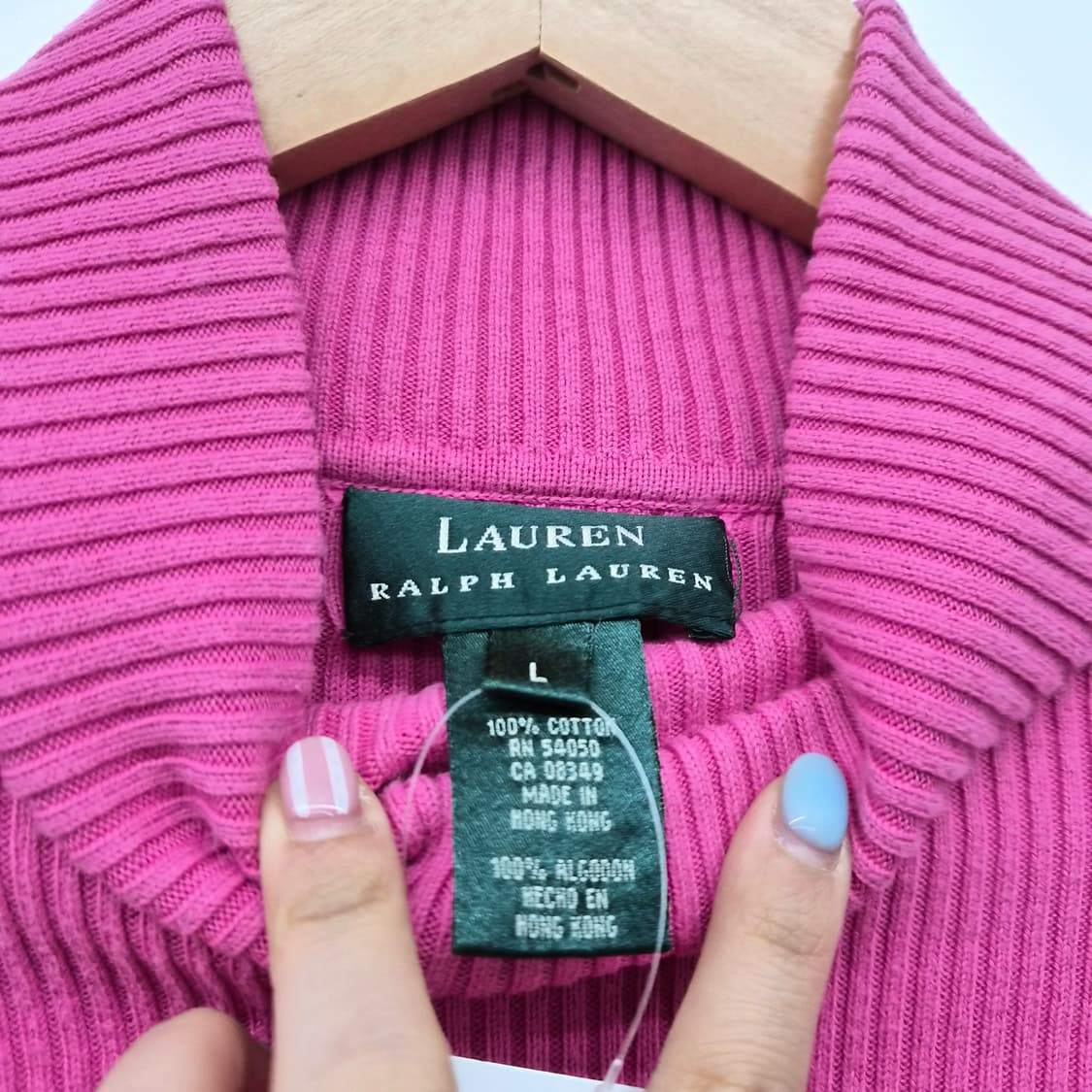 폴로랄프로렌 핑크 골지 폴라 니트 여성 L 상품이미지5