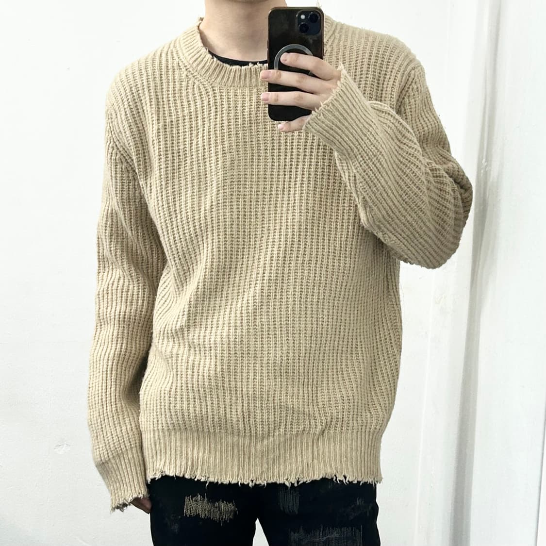 솔리드옴므 디스트레스드 니트 상품이미지3