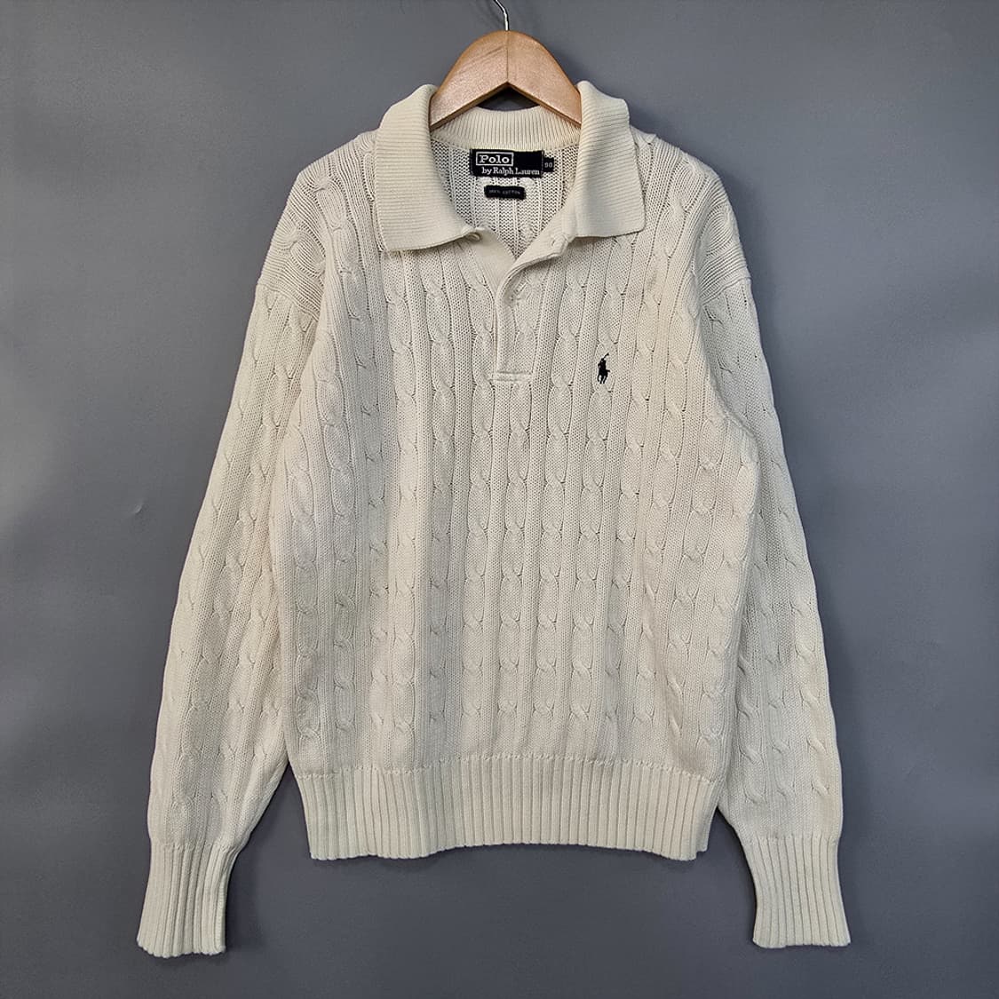 폴로 랄프로렌 케이블 카라 니트 아이보리 90 상품이미지1