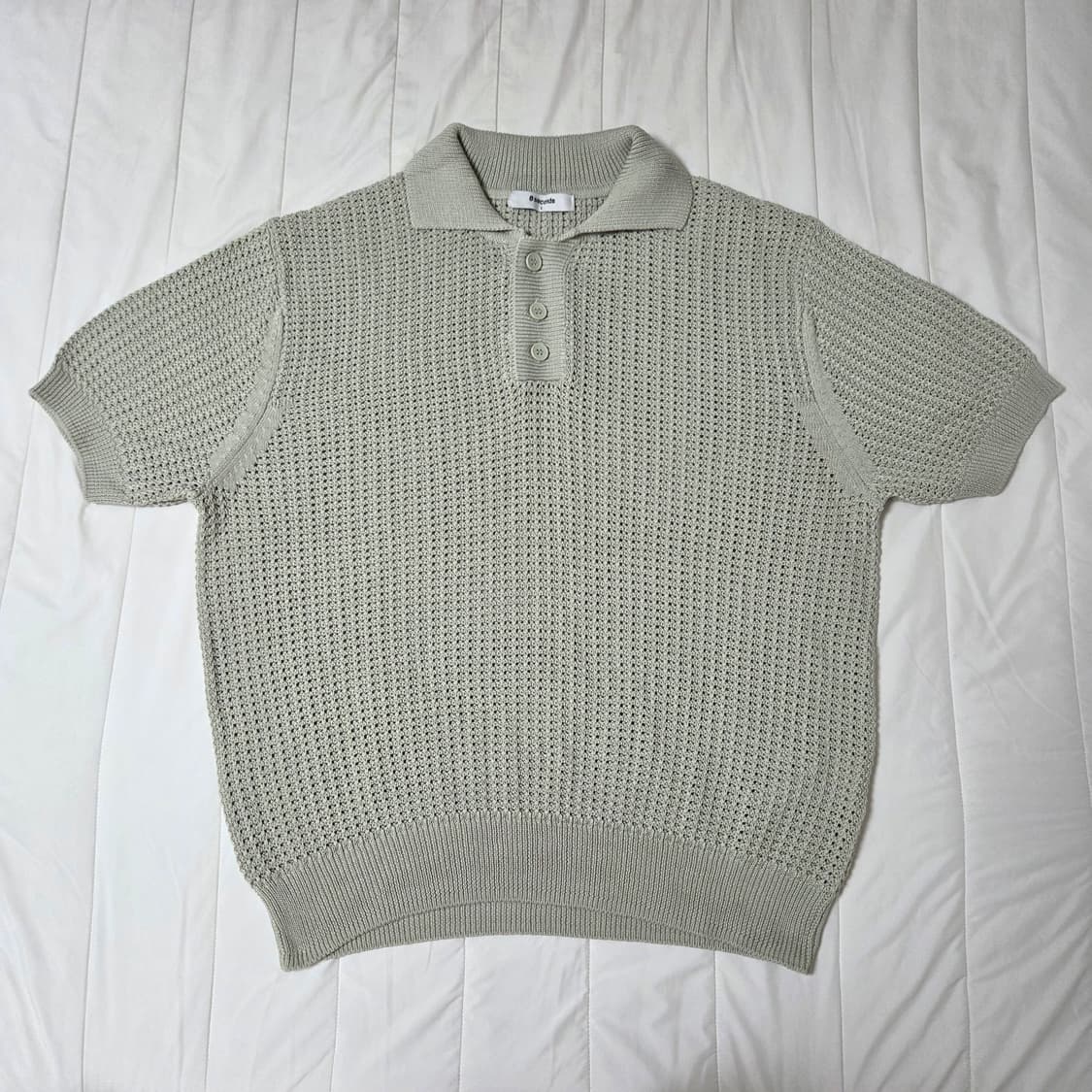 에잇세컨즈 네트 반팔 카라 니트 민트그레이 100 와플 / 유니클로 지오 상품이미지2