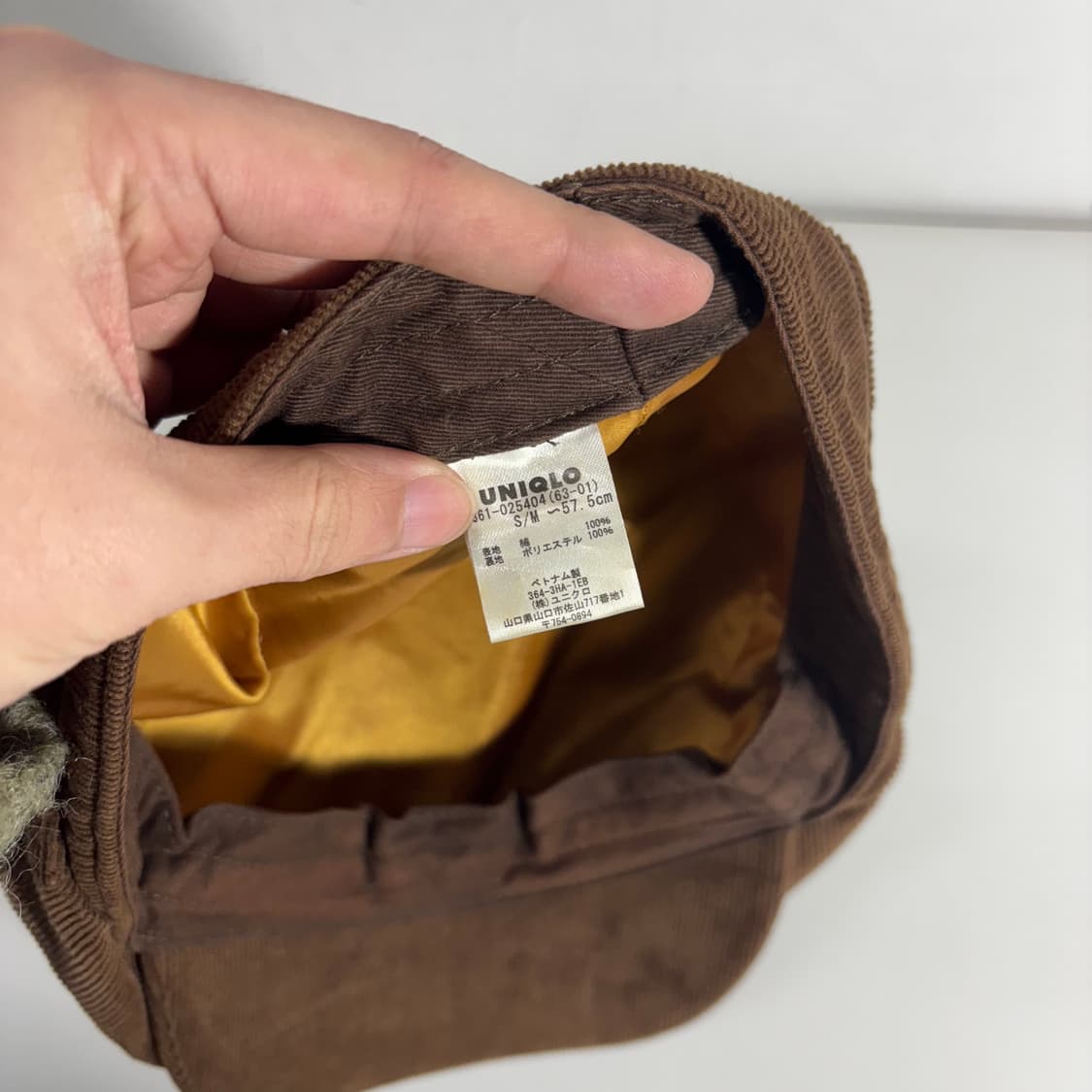 57.5 유니클로 재팬 브라운 코듀로이 헌팅캡 상품이미지5