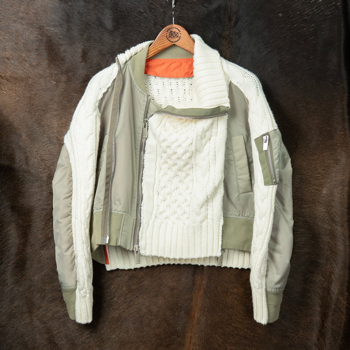 [2] sacai 사카이 23FW MA-1 케이블 니트 봄버 자켓  상품이미지1