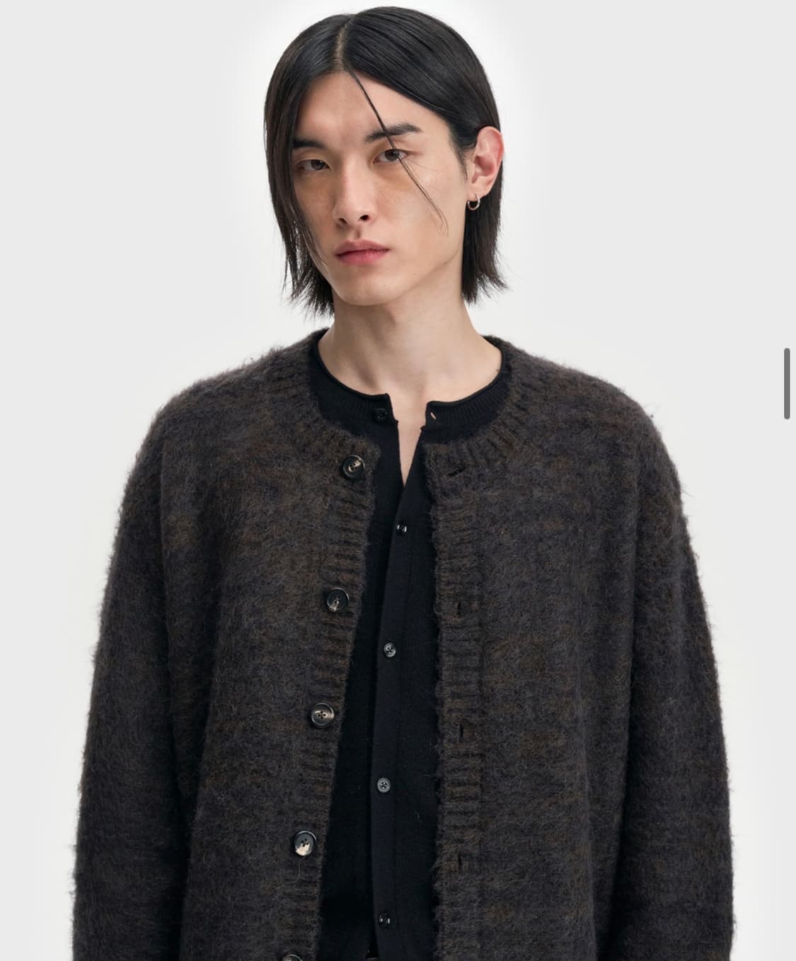 [05/105]벨리에 브러쉬드 탐 가디건 블랙 브라운 상품이미지5