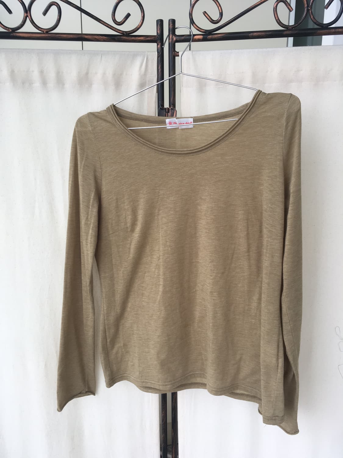 Set)카키민트 레이스나시 + 올리브롱슬리브 + 모리 레이스 원피스 상품이미지5