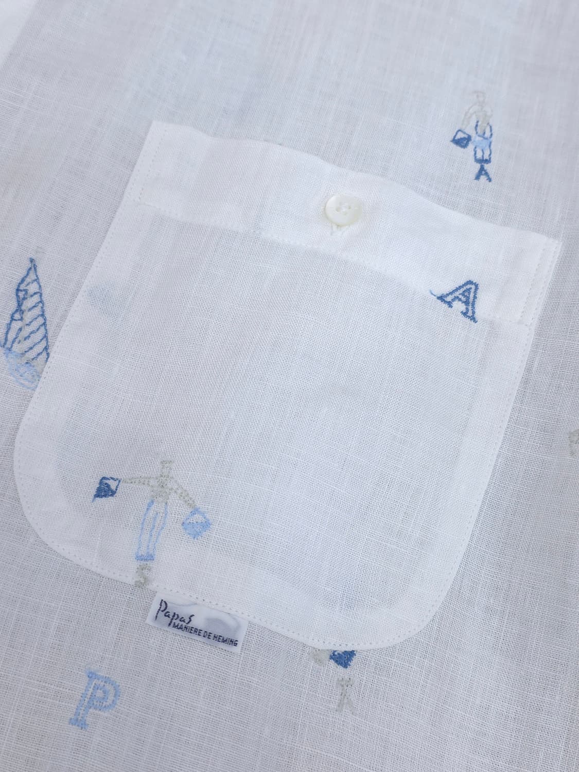 Papas 린넨100% 셔츠 남성 52 LL 상품이미지5