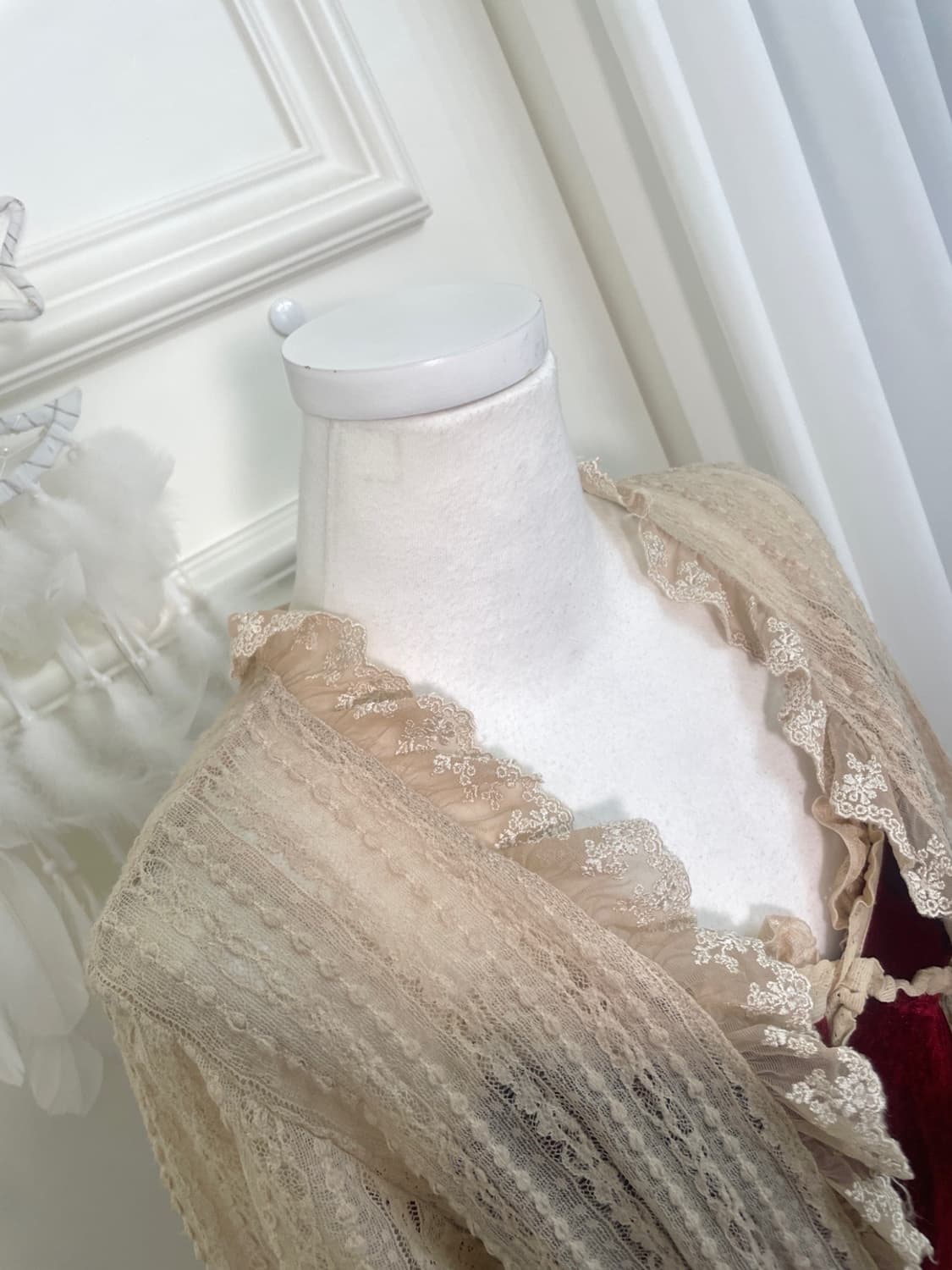 beige lace ruffle open cardigan 상품이미지8