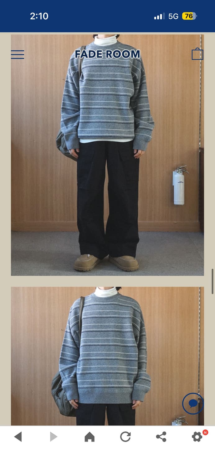 페이드룸 울 스트라이프 니트 그레이 남녀공용 상품이미지3