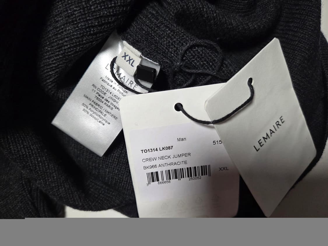 ​[새상품/XXL] 르메르 LEMAIRE 크루넥 니트 점퍼 - 안트라사이 상품이미지4