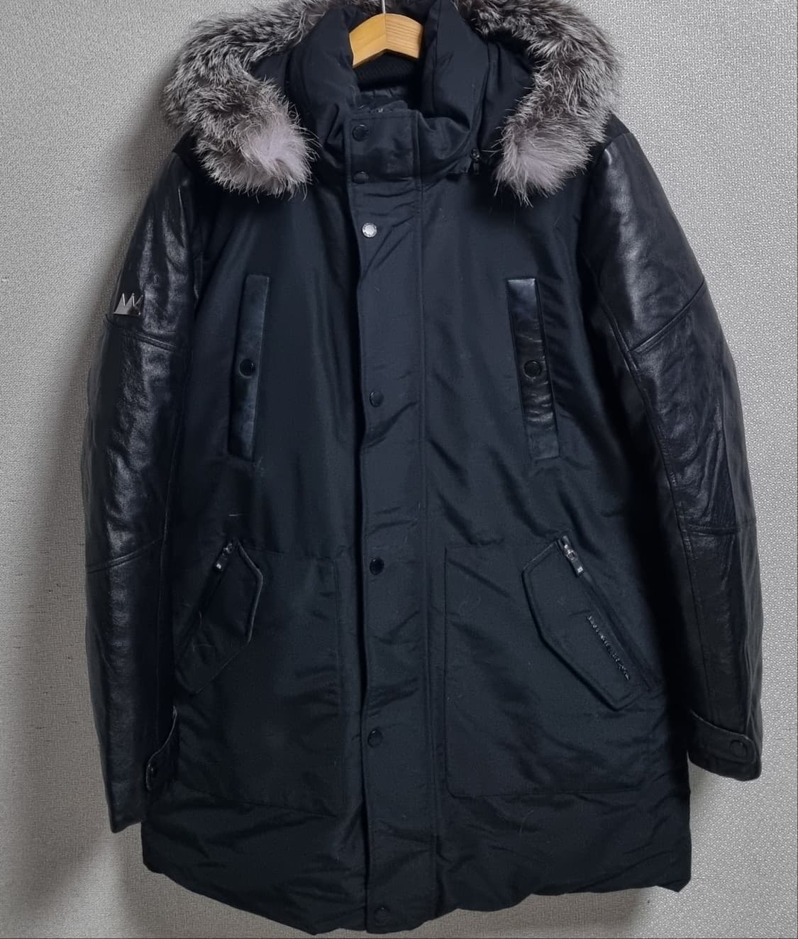 L (100) 장미쉘바스키아 블랙 양가죽 구스다운 패딩 상품이미지1