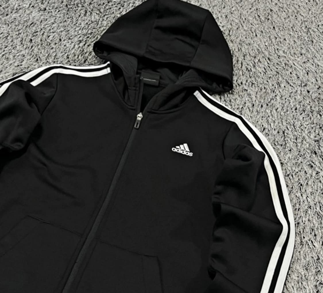 아디다스 블랙 여자 후드 져지집업 90/S 상품이미지2