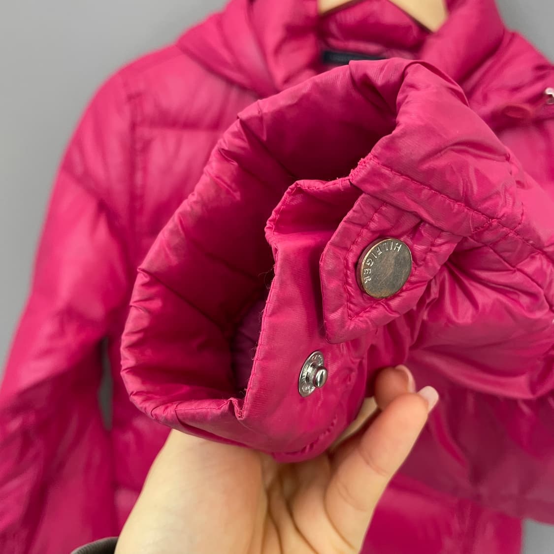 타미힐피거 마젠타핑크 후드 구스다운 패딩 점퍼 S 상품이미지6