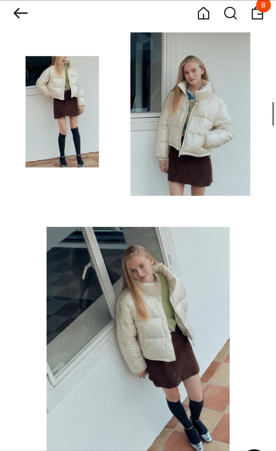 제너럴아이디어 글로시 숏 푸퍼 화이트 S 상품이미지4