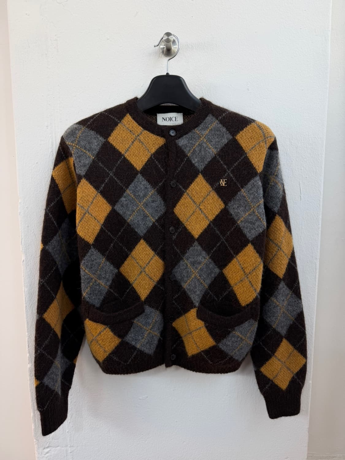 노이스 아가일 패턴 모헤어 가디건  상품이미지1