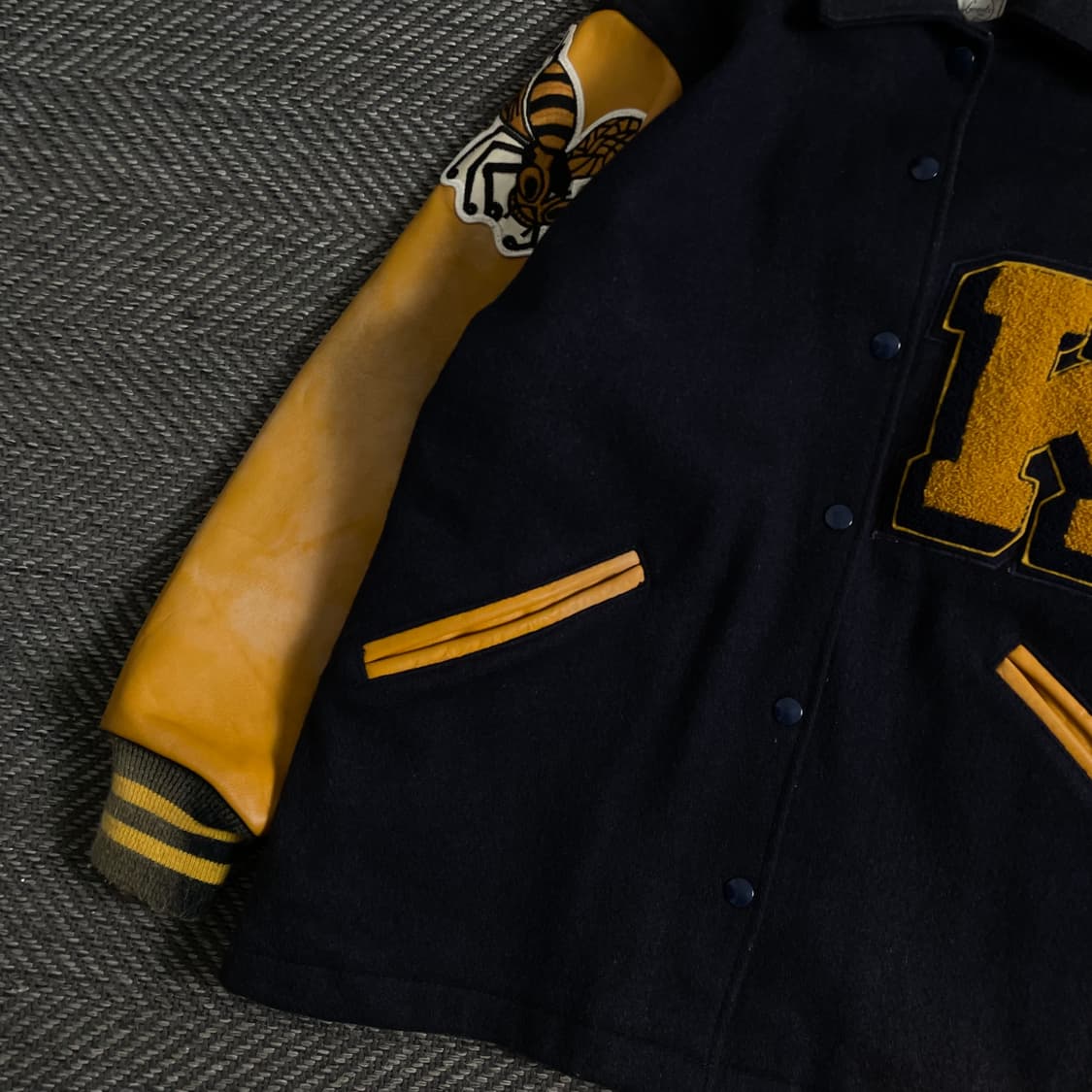 USA 빈티지 박시핏 레더 머직 바시티 자켓o 3485 상품이미지3